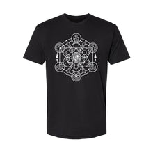 Load image into Gallery viewer, Sacred Geometry - Metatron's Cube Unisex T-shirt - Printed with Clear Quartz infused ink