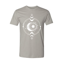 Load image into Gallery viewer, Cosmic Duality Unisex T-shirt - Printed with Labradorite infused ink