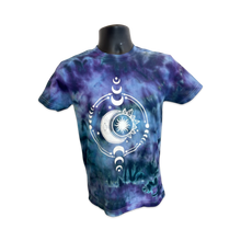 Load image into Gallery viewer, Moon Recharge purple &amp; black Tie-Dye Unisex T-shirt - Infused with Moonstone, Labradorite and Amethyst
