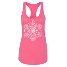 Load image into Gallery viewer, Sacred Geometry Women's Racerback - Printed with Clear Quartz infused ink