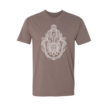 Load image into Gallery viewer, Crystal Hamsa Unisex T-Shirt - Printed with Obsidian infused ink