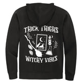 Thick Thighs Witchy Vibes Midweight Zip-up Hoodie Infused with Tourmaline