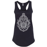 Crystal Hamsa Black or Thatian Racerback Tank - Infused with Amethyst, Tigers eye and Obsidian