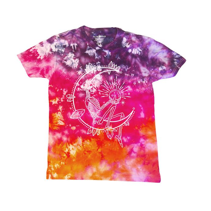 Tiedye Skeleton Moon Child  Unisex Infused with Moonstone & Labradorite Crystals