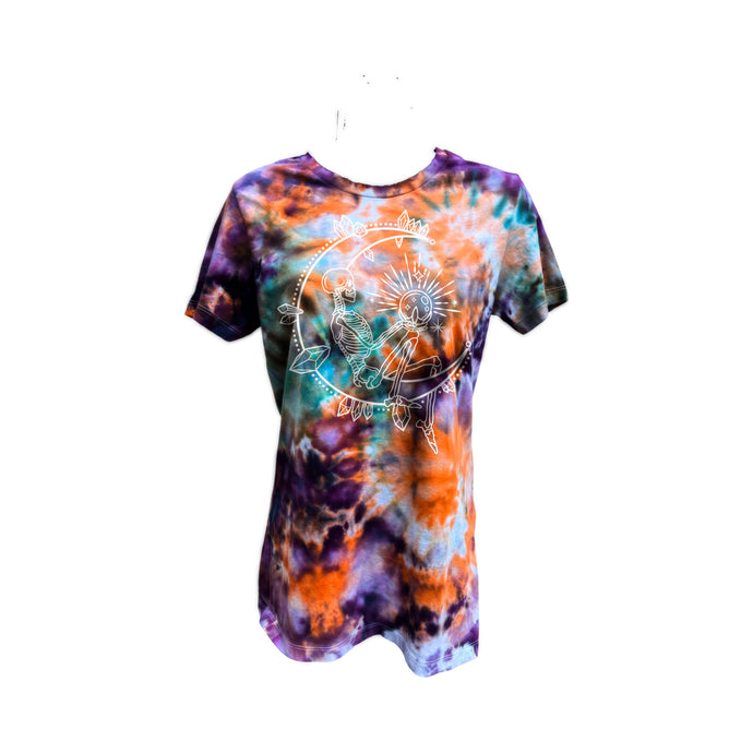 Tie-Dye Skeleton Moon Child Ladies  Slim Fit Infused with Moonstone & Labradorite Crystals