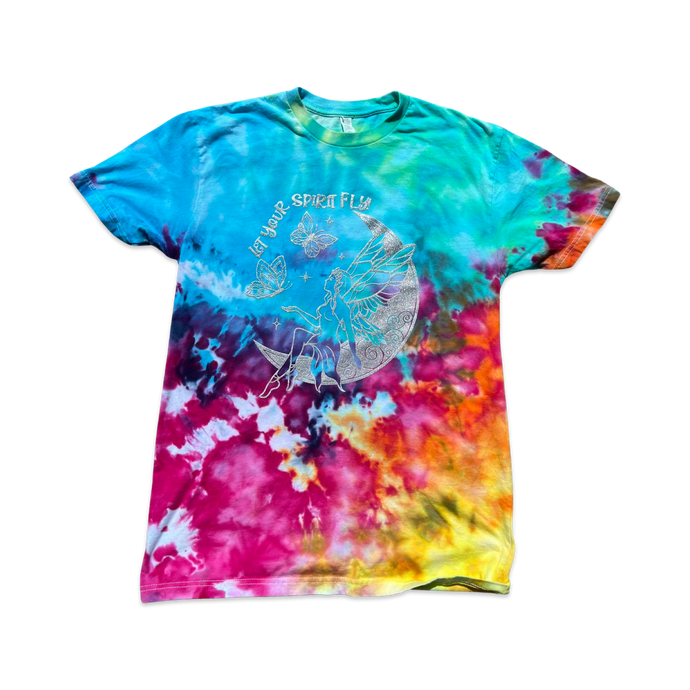 Release of the month! Tie-Dye Glitter spirit fly Unisex Infused with Peridot, Amethyst & Labradorite Crystals