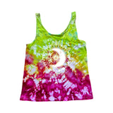 Crescent Moon Tie-Dye Heavy Weight Ladies Cotton Tank- infused with Clear Quartz, Apitate, Citrine, Carnealian and Topaz