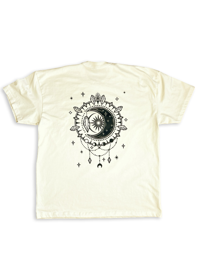 Crescent Moon Heavy weight Unisex T-Shirt - Infused with Moonstone, Tourmaline & Labradorite