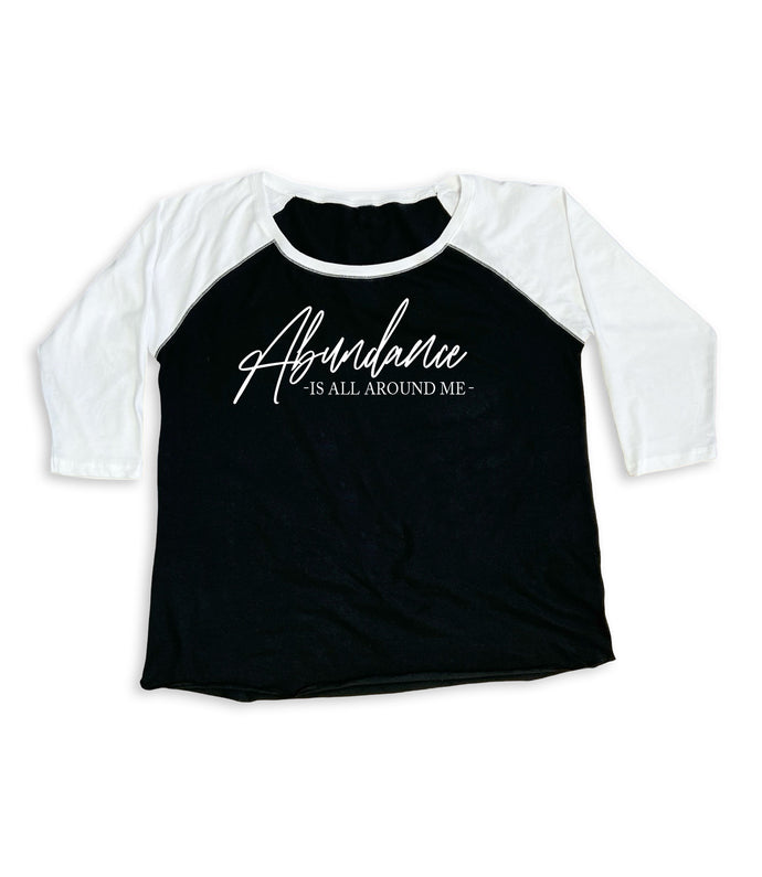 Abundance is all round me Curvy Collection Women's Baseball Three-Quarter Sleeve infused with Citrine