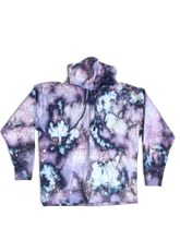 Load image into Gallery viewer, Crescent Moon Tie-Dye Zip-up  Midweight Unisex  Hoodie - Infused with Moonstone, Tourmaline &amp; Labradorite
