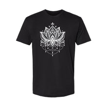 Load image into Gallery viewer, Lotus Flower Unisex T-Shirt - Printed with Amethyst infused ink
