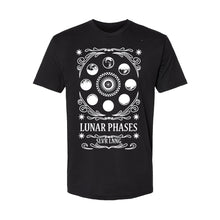 Load image into Gallery viewer, The Lunar Phases Unisex T-shirt - Printed with Moonstone infused ink
