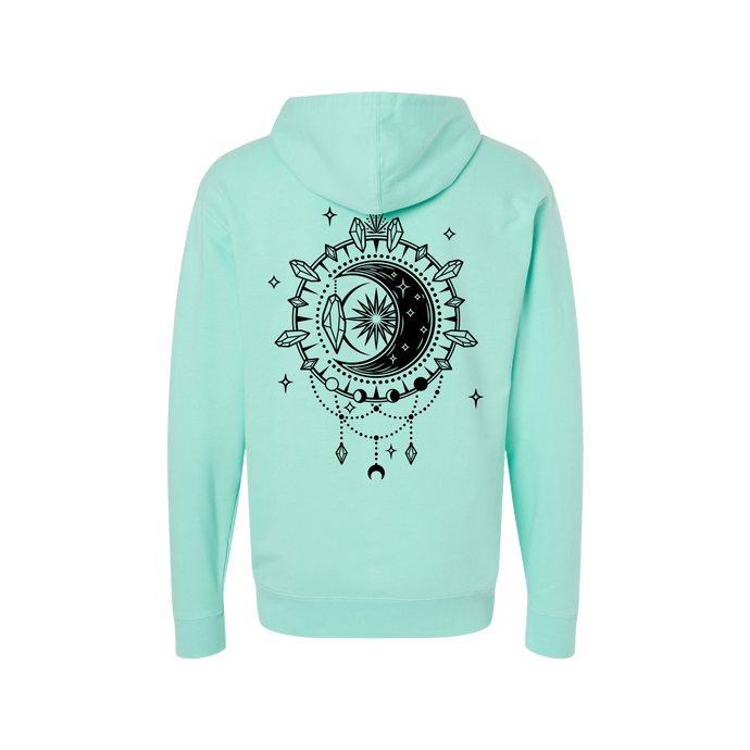Crescent Moon Midweight Unisex  Hoodie - Infused with Moonstone, Tourmaline & Labradorite