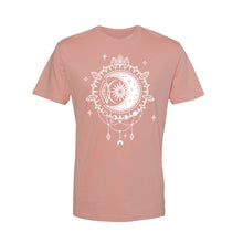 Load image into Gallery viewer, Crystal Crescent Unisex T-shirt - Printed with Moonstone infused ink

