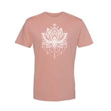 Load image into Gallery viewer, Lotus Flower Unisex T-Shirt - Printed with Amethyst infused ink

