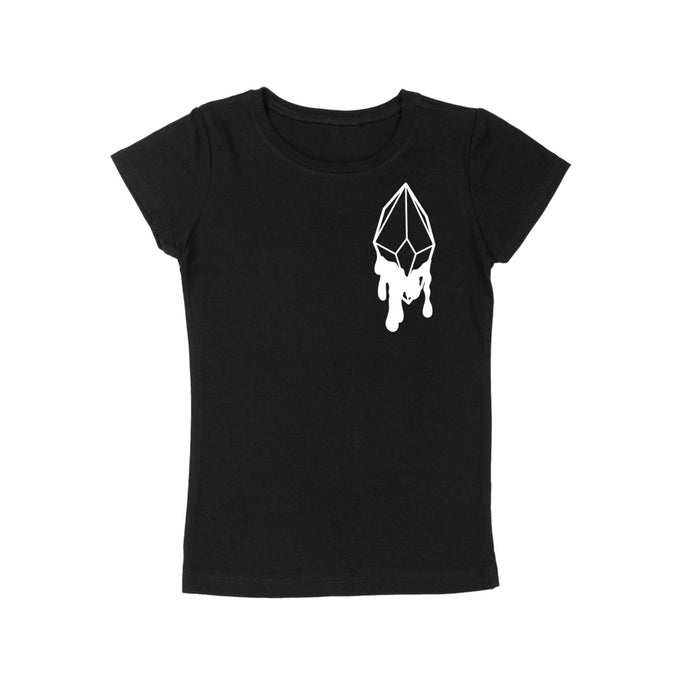 Crystal Drip Logo Little Girls Black T-shirt Infused with Clear Quartz Carnelian & Citrine