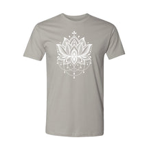 Load image into Gallery viewer, Lotus Flower Unisex T-Shirt - Printed with Amethyst infused ink
