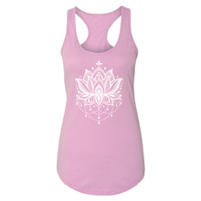 Load image into Gallery viewer, Lotus Women's Racerback - Printed with Obsidian infused ink
