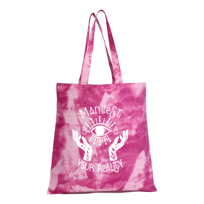 Manifest your reality Tie-Dye Tote- Infused with Clear Quartz, Fluorite & Lapis