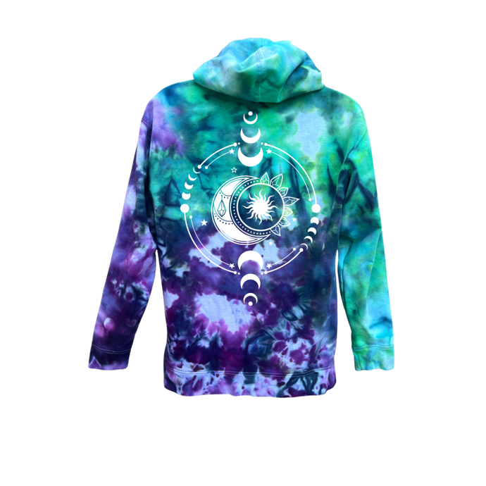 Moon Recharge Glow in the dark mid-weight Unisex hoodie infused with Moonstone, Labradorite & Amethyst