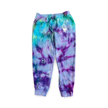Load image into Gallery viewer, Purple &amp; Green Tie-dye SLVR LNNG Sweatpants- Infused with Moonstone, labradorite and amethyst.
