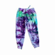 Load image into Gallery viewer, Purple &amp; Green Tie-dye SLVR LNNG Sweatpants- Infused with Moonstone, labradorite and amethyst.
