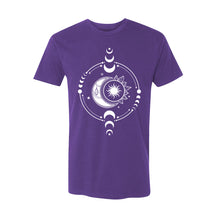 Load image into Gallery viewer, Cosmic Duality Unisex T-shirt - Printed with Labradorite infused ink
