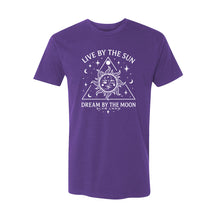 Load image into Gallery viewer, Live By The sun Unisex T-shirt - Printed with Citrine infused ink
