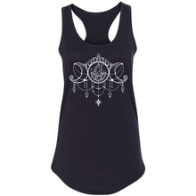 Load image into Gallery viewer, Purple or Black Triple Moon Goddess Racerback Infused with Moonstone
