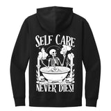 Glow in the Dark Self care never dies Midweight Unisex Hoodie Infused with Amethyst