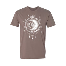 Load image into Gallery viewer, Crystal Crescent Unisex T-shirt - Printed with Moonstone infused ink
