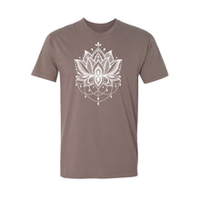 Load image into Gallery viewer, Lotus Flower Unisex T-Shirt - Printed with Amethyst infused ink
