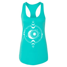 Load image into Gallery viewer, Cosmic Duality Women's Racerback - Printed with Labradorite infused ink
