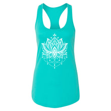 Load image into Gallery viewer, Lotus Women's Racerback - Printed with Obsidian infused ink
