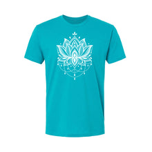 Load image into Gallery viewer, Lotus Flower Unisex T-Shirt - Printed with Amethyst infused ink
