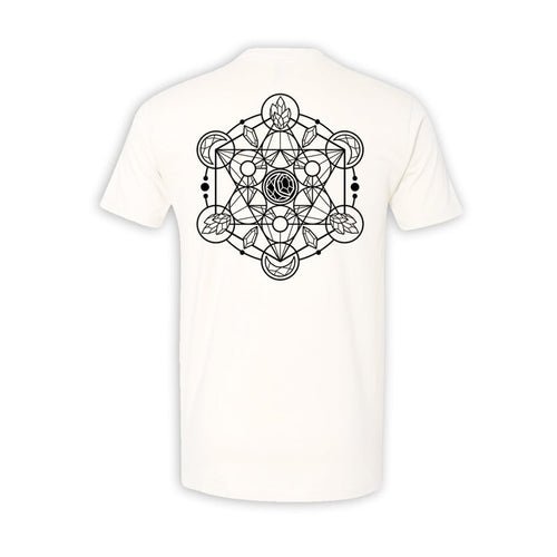 Metatron's Crystal Cube Men's/Unisex T-shirt Infused with Amethyst, Moonstone & Labradorite Crystals - SLVR LNNG