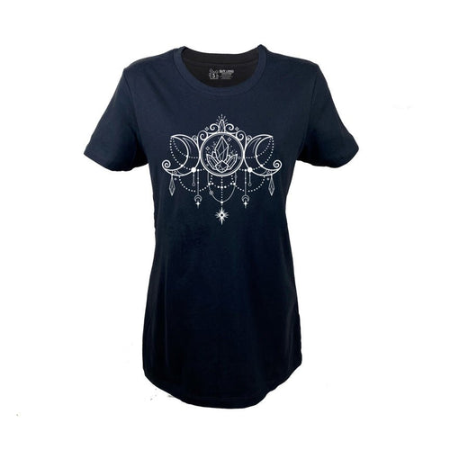 Moon Goddess Ladies Slim Fit T-shirt Shirt - Infused with Moonstone Crystals - SLVR LNNG