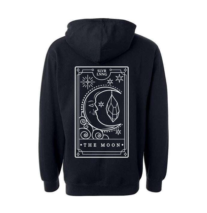 The Moon Tarot Card mid-weight Hoodie- Infused with Clear Quartz Crystals - SLVR LNNG
